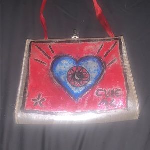 Hand painted “The Cure” band purse vintage